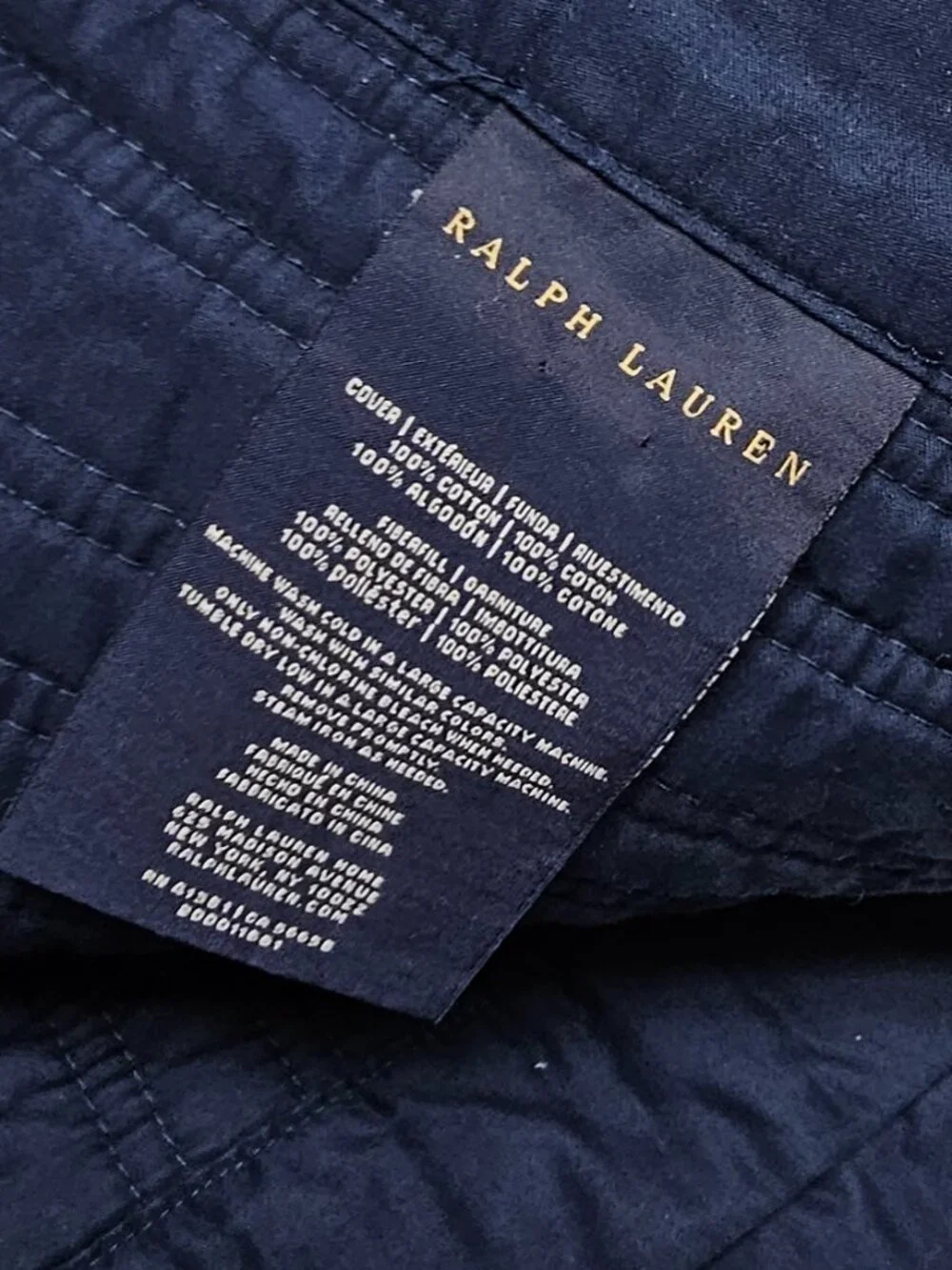 Ralph Lauren Home Dark Navy Blue Quilted Greenwich Quilt Coverlet + 2 Euro Shams